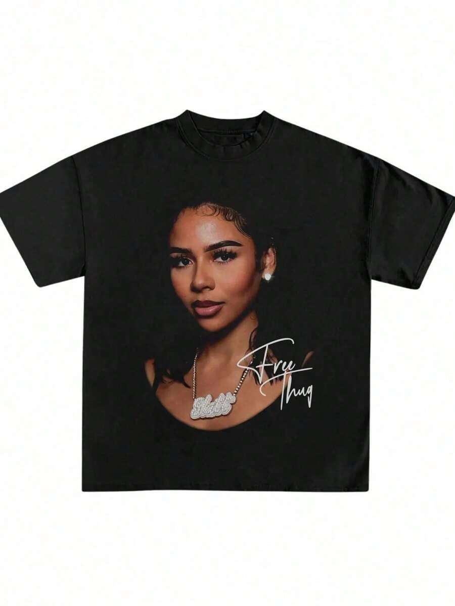 Women Men Mariah Scientist Rapper Young-Hop Tee Tshirt, Women Tee Classic Thugs Print Round Neck Short Sleeve-Shirt Y2K Vintage Streetwear Graphic Oversized Cotton Women Tops&High Street Printed-ShirtSuitable Both Men And Wo - A5 - 查看 1