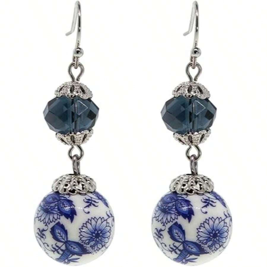 1928 Jewelry Drop & Dangle Earrings (1 Pair) - Montana Dark Blue and Blue Willow Beaded Drop Earrings - View 1