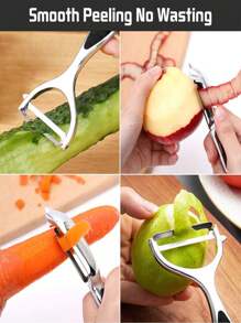 1 pieza/2 piezas Pelador de aleación de zinc, peladores de frutas y verduras, peladores 2 en 1, peladores de manzanas, peladores de papas, peladores de zanahorias, pelado de papas/frutas, peladores en forma de Y y en forma de I de acero inoxidable, pelador, pelador multiusos, herramientas para raspar y descortezar cuchillos