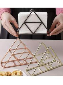 1pc Stylish Modern Metal Napkin Holder For Bathroom And Kitchen - Table Accessory For Tissue Organization - Multicolor - View 1