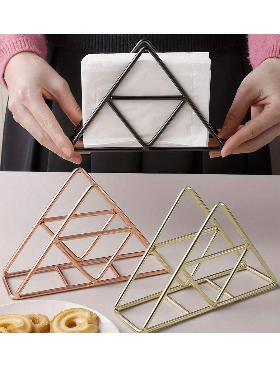 1pc Stylish Modern Metal Napkin Holder For Bathroom And Kitchen - Table Accessory For Tissue Organization - Multicolor - View 1