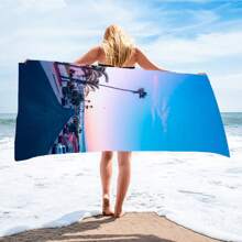 1 Pc Ultra-Fine Fiber Beach Towel, Suitable For Beach, Bathroom, Swimming, Quick Dry, Absorbent And Lightweight