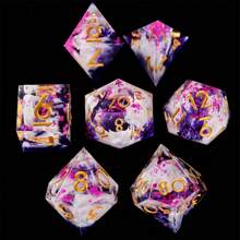 Exquisite Resin Gold Foil Dice Set, Complex Design, Multi-Faceted Shapes Including D20 - Ideal For Role Playing Games And Cthulhu Board Games