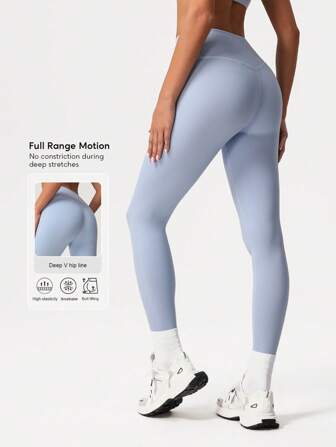 Sodalemon Women Solid Color Simple Design Yoga Pants Tight Fitness Outdoor Training Sport Leggings