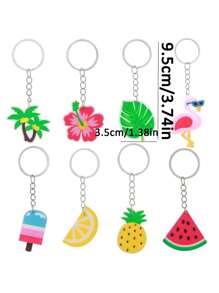 1 pieza/10/30/50 piezas Recuerdos de la fiesta hawaiana Luau de verano Llavero con diseño de flamenco, piña y temática tropical hawaiana para fiesta Luau, 8 estilos (Encantador)
