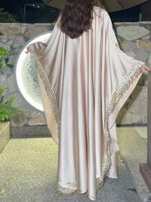 Set de 2 piezas de bata y cárdigan a la moda con flecos y cinturón para la cintura para mujer