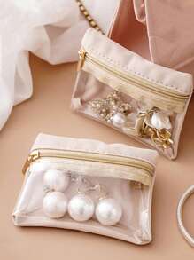 12 Stück Schmuckorganizer Set, Schmuck Reise Tasche/Etui/Beutel, geeignet für Frauen zum Aufbewahren von Halsketten, Armbändern, Ringen, Ohrringen, mit Reißverschluss verschlossen, kompakt & tragbar, schützt Schmuck vor Oxidation und Kratzer, Multifunktions-Aufbewahrung für Münzen, Schlüssel