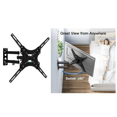 TV Wall Bracket Swivel Tilt Extend, Universal Wall Mount For 26-55 Inch Flat/Curved TVs, Adjustable TV Brackets Hold Up To 30 KG Max.VESA 400x400 Mm