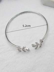 1pc Fashion Minimalist Leaf Decorative Open Bracelet Suitable For Girls To Wear