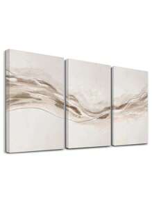 3 pièces de décoration murale moderne, impressions d'œuvres d'art abstraites à texture neutre, peintures sur canevas de lignes abstraites beiges, œuvres d'art décoratifs contemporains, art mural, peintures classiques, esthétique de la pièce, décoration de la maison, cadeau idéal, cadre en option