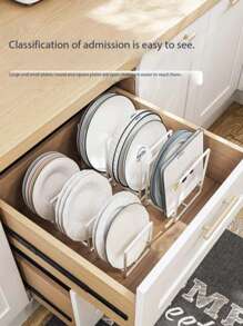 A Black And White Simple And Fresh Kitchen Plate, Dining Plate, Tableware, Dish, Dish Drain Storage Rack, Household Sorting Plate, Dish Tableware, Bowl, Plate, Cabinet Built-In Rack, Kitchen Plate Drain Rack, Dish Rack, Dish Storage Rack, Household 1PC