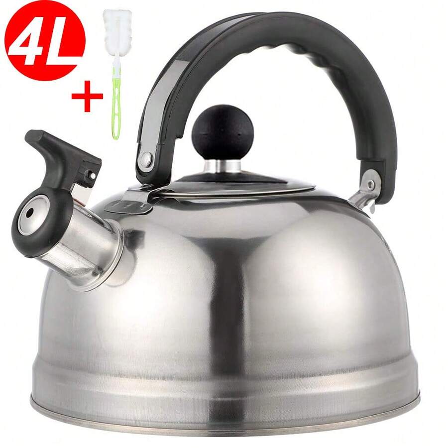 4L Stainless Steel Whistling Kettle Stove Top Hob Kitchenware Tea Camping UK - 1 - View 1