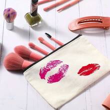 10/20个装空白帆布拉链袋，散装，化妆包/铅笔盒，适用于化妆品和DIY工艺品，独立日，返校季，学习用品，铅笔袋，书包，文具 - 白色 - 查看 3