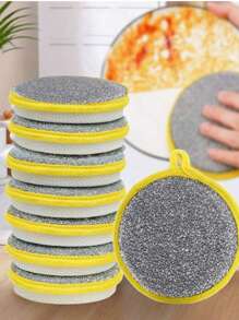 10pcs Multicolor Ultra-Fine Fiber Kitchen Sponges, Reusable Double-Sided Stainless Steel Scrubbing Pads, Soft Cleaning Brushes For Pots And Pans, Random Styles And Colors