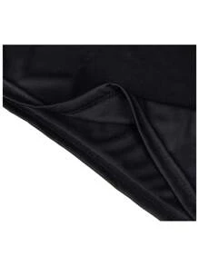 1pc Women Adult Fancy Dress Halloween Costume Outfit, Black Horror Long Robe Stage Performance Cos Play