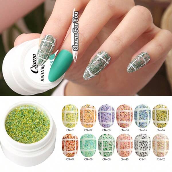 CHARMFORYOU Esmalte de gel de 12 colores con efecto tweed - Tonos mates ricos con alta cobertura, fórmula de larga duración de calidad de salón