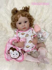 1 pieza Hermosa muñeca bebé reborn de 19 pulgadas, con cabello implantado, anatómicamente precisa e impermeable, recién nacida niña, regalo de cumpleaños perfecto para niños y coleccionistas - Multicolor - Ver 7