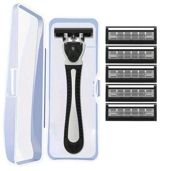 Men Manual Beard Razor Plastic Handle Stainless Steel Blades Replaceable Shaving Razor For Men Six Layers Blades High Quality