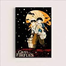 1 pieza Pintura en lienzo de póster de película de anime "Tumba de Luciérnagas", decoración moderna para pared de sala de estar o dormitorio, regalo opcional con marco
