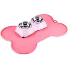 1pc Silicone Pet Food Mat, Cat/Dog Waterproof And Non-Slip Feeding Placemat In Bone Shape, Durable & Easy To Clean, Prevents Spills & Messes, Suitable For Dog And Cat Feeding
