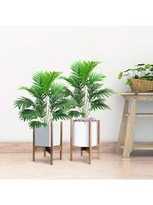 1/2pcs Artificial Palm Plants Leaves Tropical Greenery Bush Faux Fake Palm Tree Leaf For Home Kitchen Office Living Room Party Arrangement Wedding Garden Decor Birthday Gift Graduation Decor