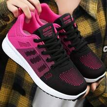 Women's Casual Running Shoes, Lightweight And Breathable, New Mesh Women's Shoes, Black Versatile Student Running Shoes - Black Rose Red - View 3