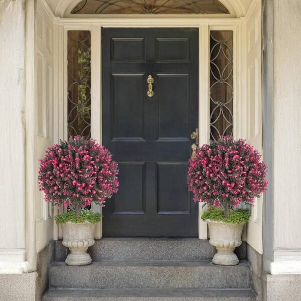 1 pieza/2 piezas Arbustos artificiales de rosas y boj de 60 cm (23,6 pulgadas), decoración con flores y verdor realista, adecuado para porche, jardín, balcón, ideal para el hogar, jardinera de ventana, entrada del jardín