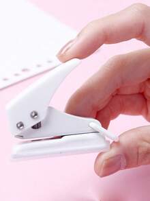 1pc Metal Single Round Hole Puncher For Paper & Loose-Leaf Pages Binding, Stationery Tool - Silver - View 4