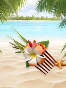 Clip de pelo de espuma floral artificial hawaiano, peine de pelo de orquídea bohemia apto para novia, boda, playa hawaiana, decoración de fiesta tropical. Peines para el cabello, lado del peine, artículos escolares, universidad