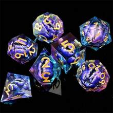 Liquid Core Dice Set - Polyhedral RPG Dice With Longan Design, TTRPG Dice With Multilateral Characters | Art Design | Smooth Dice Edges - Multicolor - View 6