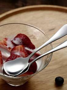 5-10pcs Stainless Steel Dessert Spoons, Creative Ice Cream Spoon, Yogurt Spoon, Coffee Pudding Spoon