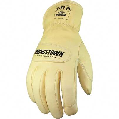 Local Warehouse-   Puncture, Flame Resistant, Arc Rated, - Tan, Medium Glove Leather Ground Utility Gloves For Men - Kevlar Lined - Cut,