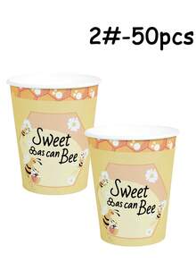 50/25/10 件/套，2 种款式的蜜蜂主题物品，生日派对用品，一次性纸杯，9 盎司纸杯，适用于各种场所、派对、办公室、个人收藏、野餐、杯子、一次性节日杯、一次性咖啡杯、咖啡吧配件、派对杯、生日杯、个性化杯子、洗礼杯、花瓶、生日、厨房、装饰品、蜜蜂、蜂巢、劳动、黄色 - 彩色 - 查看 13