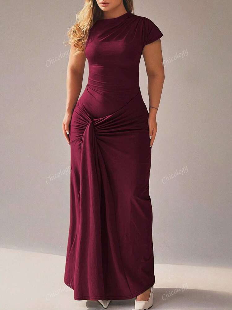 Women Summer Short Sleeve Lace Up Bandage Wrap Long Dress Bodycon Sexy Party Dress