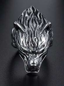 1pc Retro Punk Double Skull Head Rings For Women Men Silver Color Wolf Eagle Ring Female Male Wedding Party Finger Jewelry Gift