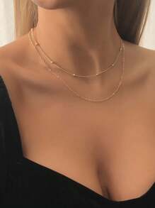 1pc Double Layer Steel Anklet, Boho Beach Style Anklet, Gift For Women
