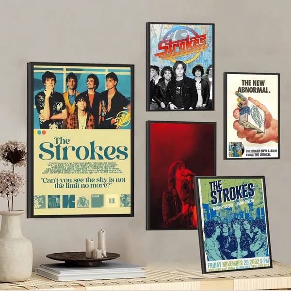 1 pieza Pintura decorativa de un cantante popular de la banda S-Strokes, póster artístico para decoración de pared en habitación, bar o cafetería, arte de pared exquisito sin marco