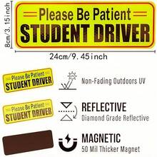 3pcs Multi-Color Student Driver Magnetic Decal, Reflective Magnetic Driver Sign, Removable Beginner Driver Sticker For Car - Multicolor - View 2