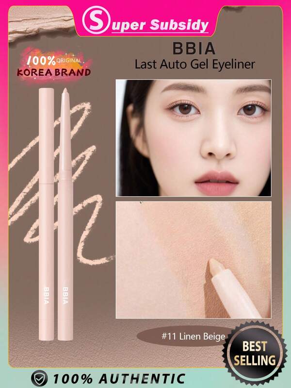 Bbia BBIA Last Auto Gel Eyeliner 11 Linen Beige, Eyeliner Gel Pencil, Easy Drawing With Quick Dry, Long-Wearing, Ultra-Smooth, Smudge-Proof, Shadow & Glitter Eye Liner, Lip Liner, Contour Pen, Korea Eye Makeup, K-Beauty, Korean Makeup-0.3g/0.01oz.