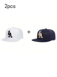 1pc Unisex Street Style Embroidered Flat-Brim Baseball Cap, 100% Polyester, Handwash, Non-Stretch, Lightweight - Adjustable Flat-Brim