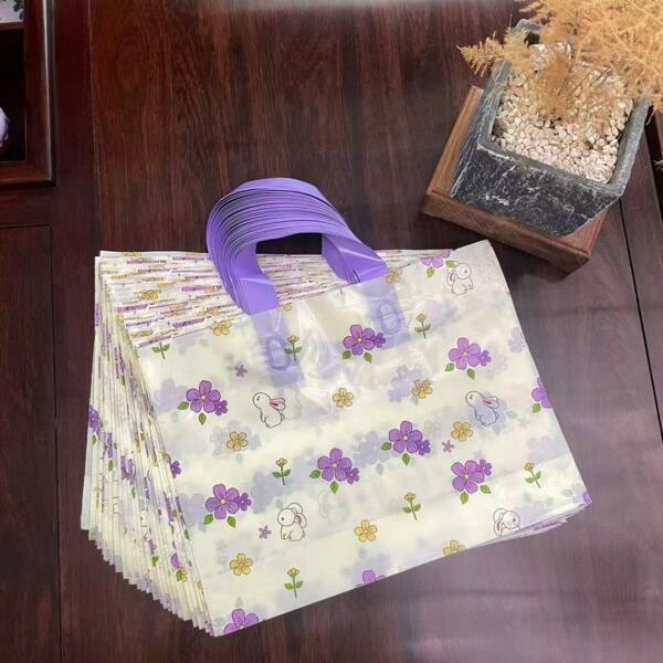 30pcs/Flower Room Little Rabbit Clothing Store Shopping Bag Handheld Packaging Gift Bag Shoe Box Bag