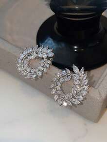 1 paio di orecchini circolari di alta qualità, incastonati con zirconia cubica, dal design elegante a goccia d'acqua brillante, unici e adatti per raduni quotidiani, appuntamenti, viaggi, accessori, regali di nozze, per la stagione nuziale per le donne in stile Y2K