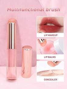 1pc Double-Headed Silicone Lip Brush With Cap, Concealer Brush, Foundation Brush, Multi-Purpose Makeup Brush, Silicone Lipstick Brush, Dust-Proof With Cap, Portable & Hygienic, Concealer Brush & Smudger, Soft & Flexible, Travel-Friendly