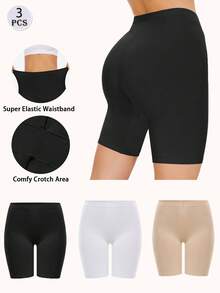 3 piezas Pantalones cortos de boxeo para mujer, pantalones cortos de ciclismo, ropa interior amigable con la piel, pantalones cortos resistentes a la abrasión, adecuados para todas las estaciones, Navidad - Multicolor - Ver 3