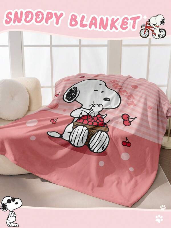 SNOOPY 1 pieza Manta de Snoopy, juego de ropa de cama de Snoopy, manta cálida y suave de color rosa, de cuidado fácil, de estilo lindo, con borde enrollado de Snoopy, con patrón temático de dibujos animados, textil para el hogar de Snoopy, manta de uso múltiple para el sofá, dormitorio, sala de estar, manta linda para la cama, el sofá, adecuada para todas las estaciones, decoración de la habitación de Snoopy, regalos de ropa de cama, lavable a máquina, de vuelta a la temporada escolar