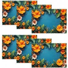 1/4/6/8/12 piezas Manteles individuales con estampado lavable, manteles protectores adecuados para comedor interior y exterior, ideales para fiestas, fiestas y decoración de mesa de cocina