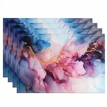 1/4/6/8/12 件亚麻餐桌垫，可水洗印花餐垫，表面保护垫，室内外餐桌垫，适用于节日派对、厨房餐桌装饰 - 彩色 - 查看 23