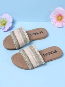 1 Pair Kids' Open Toe Sandals, Casual Minimalist Fashion, Boys & Girls Flat Beach Slippers Suitable For Indoor/Outdoor, Daily Wear & Travel