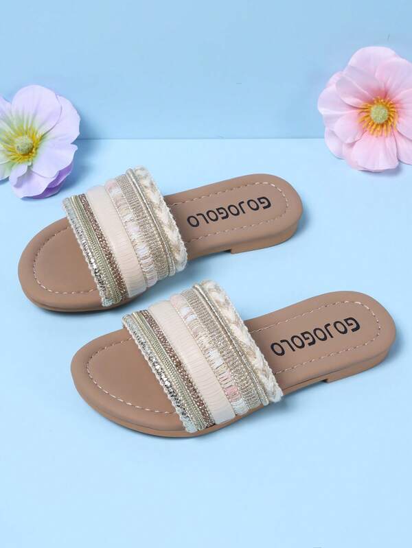 1 Pair Kids' Open Toe Sandals, Casual Minimalist Fashion, Boys & Girls Flat Beach Slippers Suitable For Indoor/Outdoor, Daily Wear & Travel