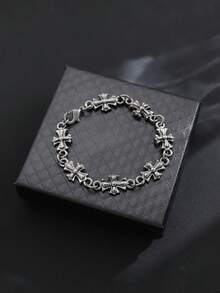 1pc Unisex Retro Cross Punk Style Bracelet, Fashionable Everyday Accessory